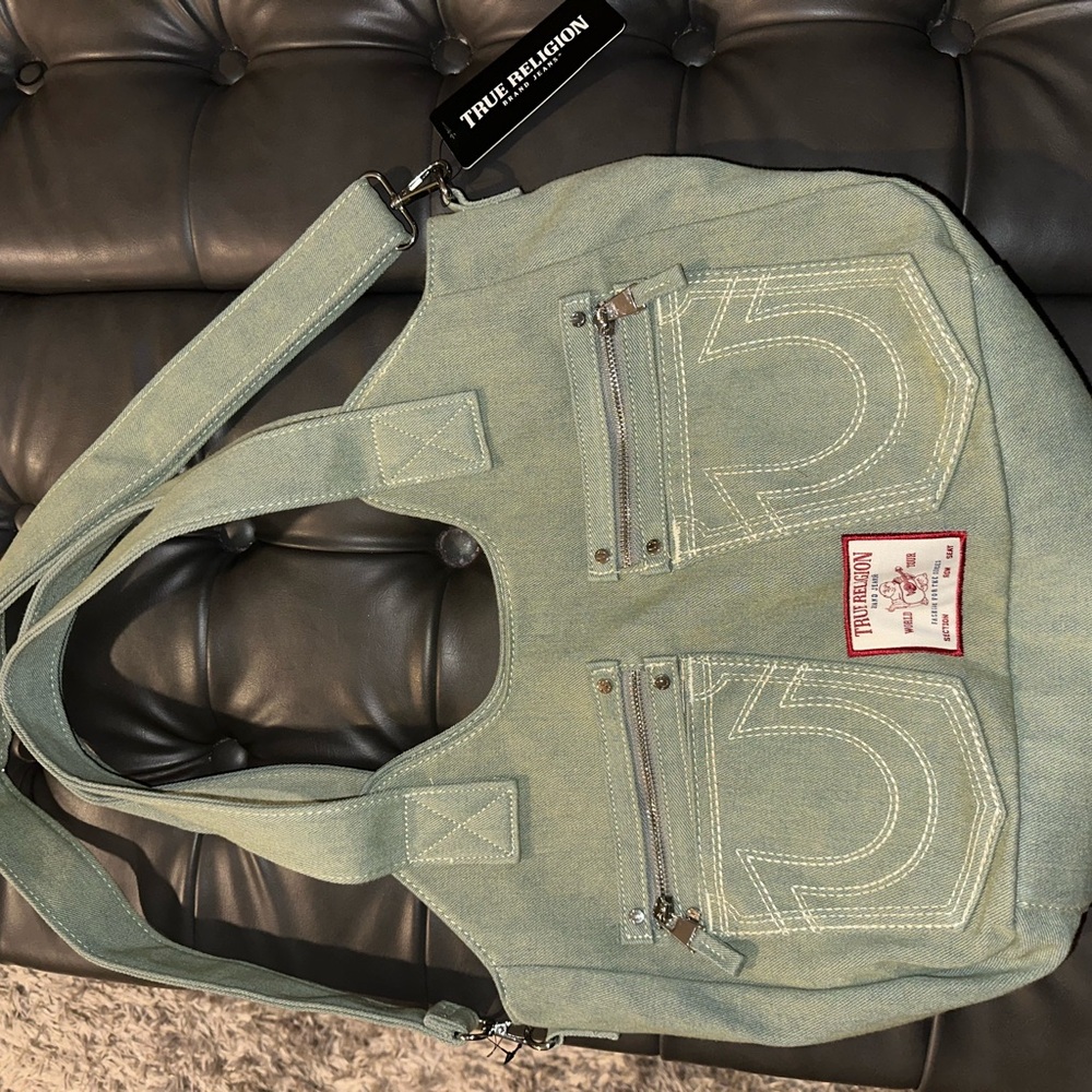 True Religion Olive Green Denim Bag